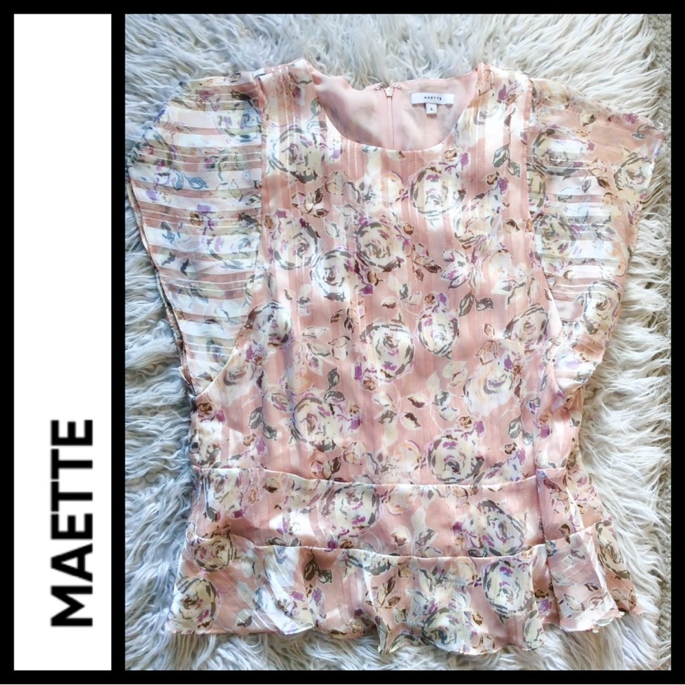 NWOT Maette by Stella & Dot Silky Peplum Blouse